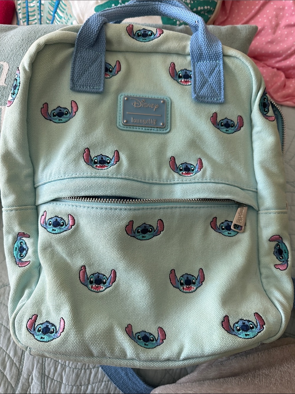 Loungefly canvas backpack Disney stitch light blue